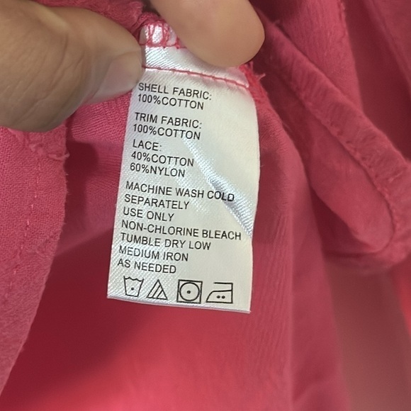 Isabella Sinclair Roll Sleeve Blouse Lace Insert Back Shirt Size Medium Pink - Picture 6 of 9